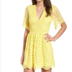 Socialite Yellow Lace Mini Dress Size XXL